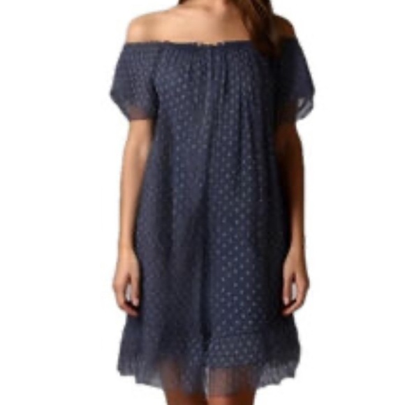 GIUSY Navy Silk-Blend Polka Dot Dress – Size S - Picture 2 of 9